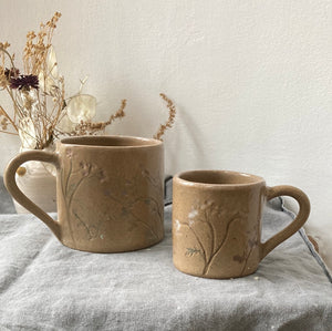 Botanical expresso cup in toasted clay